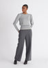 Paisie Contrast Colour Edge Knitted Top in Light Grey